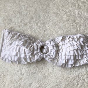 White strapless bikini top